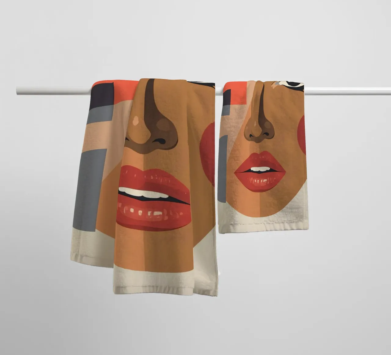 Abstract Portrait Geometric Shapes and a Woman's Face towel by DesignDoodle