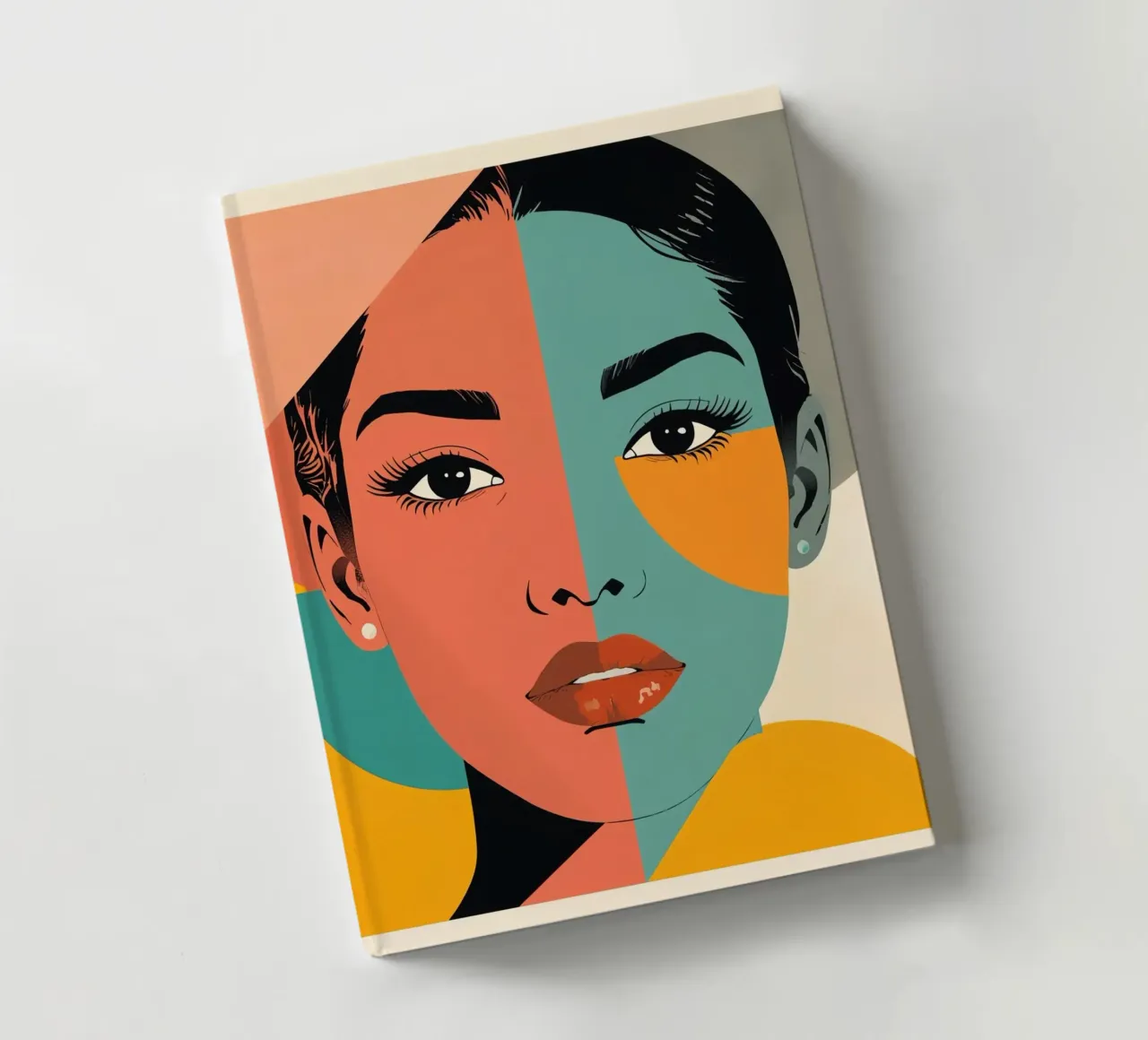 Abstract Portrait of a Woman with Geometric Color Blocks notebook by DesignDoodle