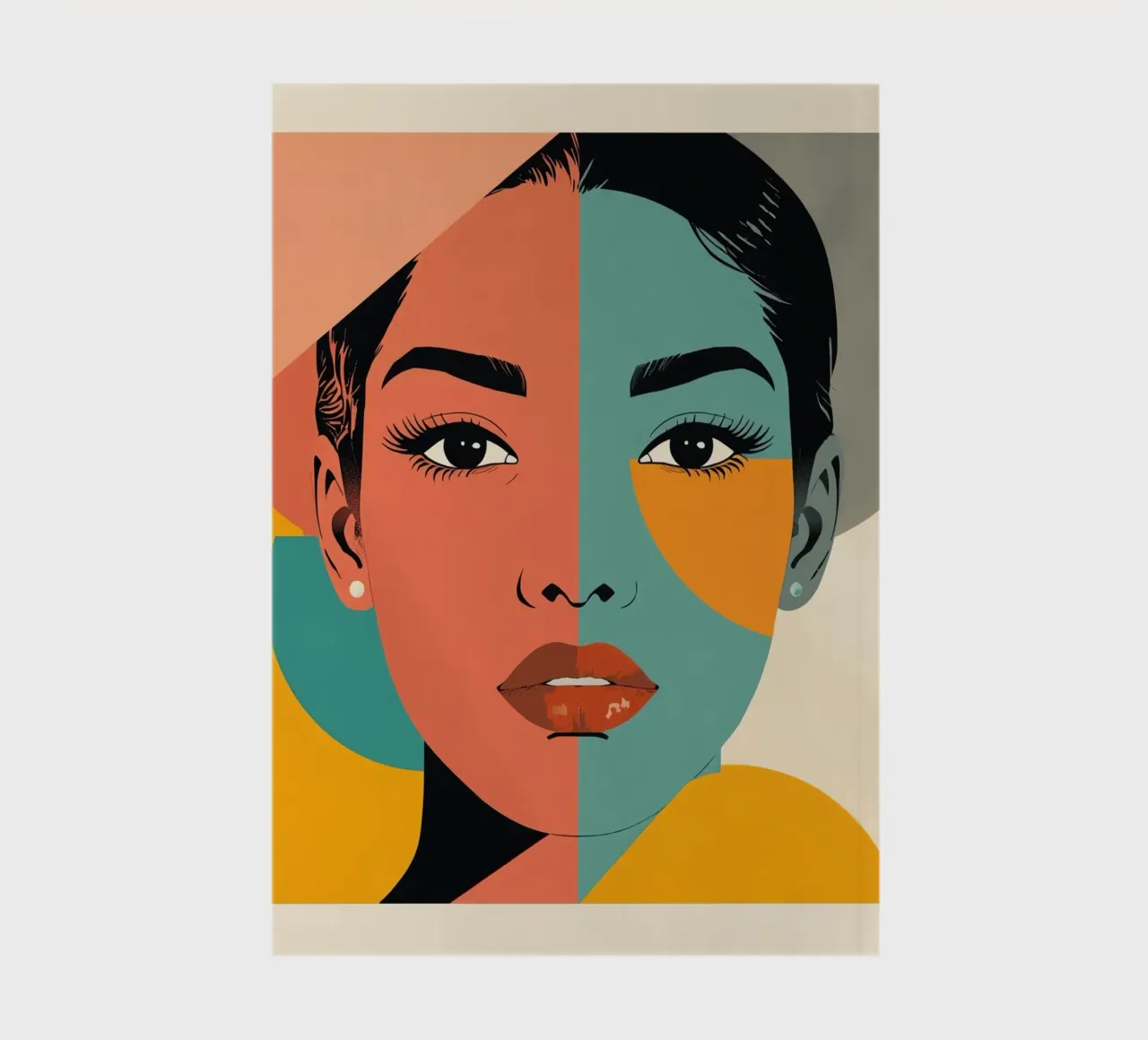 Abstract Portrait of a Woman with Geometric Color Blocks notebook by DesignDoodle