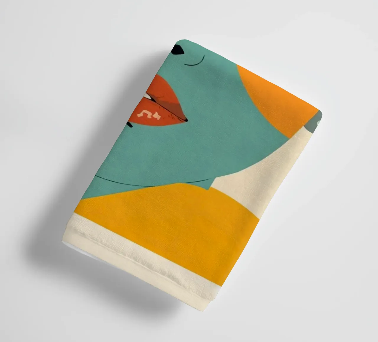 Abstract Portrait of a Woman with Geometric Color Blocks towel by DesignDoodle