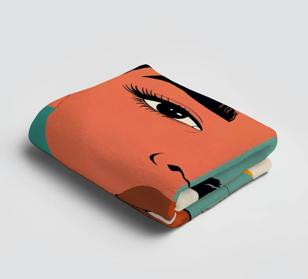 Abstract Portrait of a Woman with Geometric Color Blocks towel by DesignDoodle