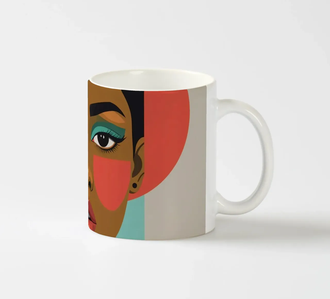 Ritratto astratto di donna con forme geometriche tazza in ceramica da DesignDoodle