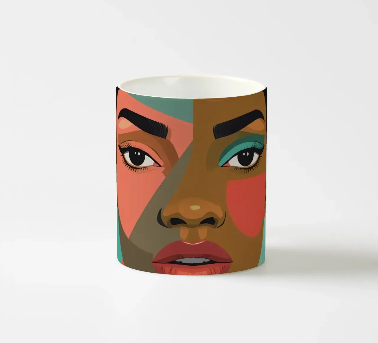 Ritratto astratto di donna con forme geometriche tazza in ceramica da DesignDoodle