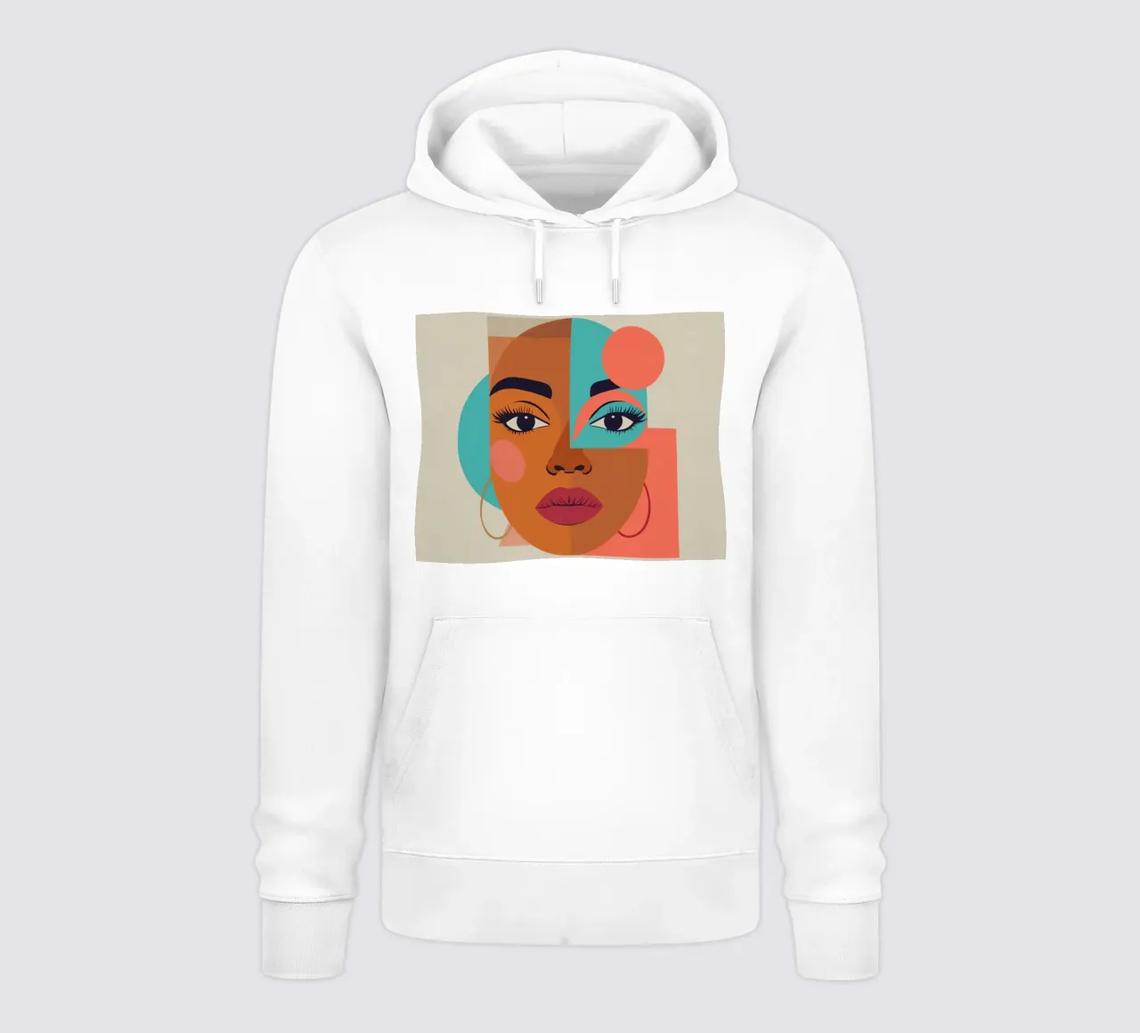 Ritratto astratto di donna con forme geometriche e caldo felpa con cappuccio da DesignDoodle