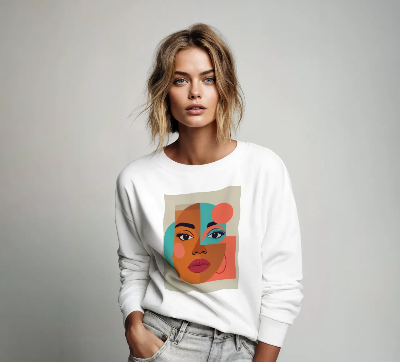 Ritratto astratto di donna con forme geometriche e caldo felpa da DesignDoodle
