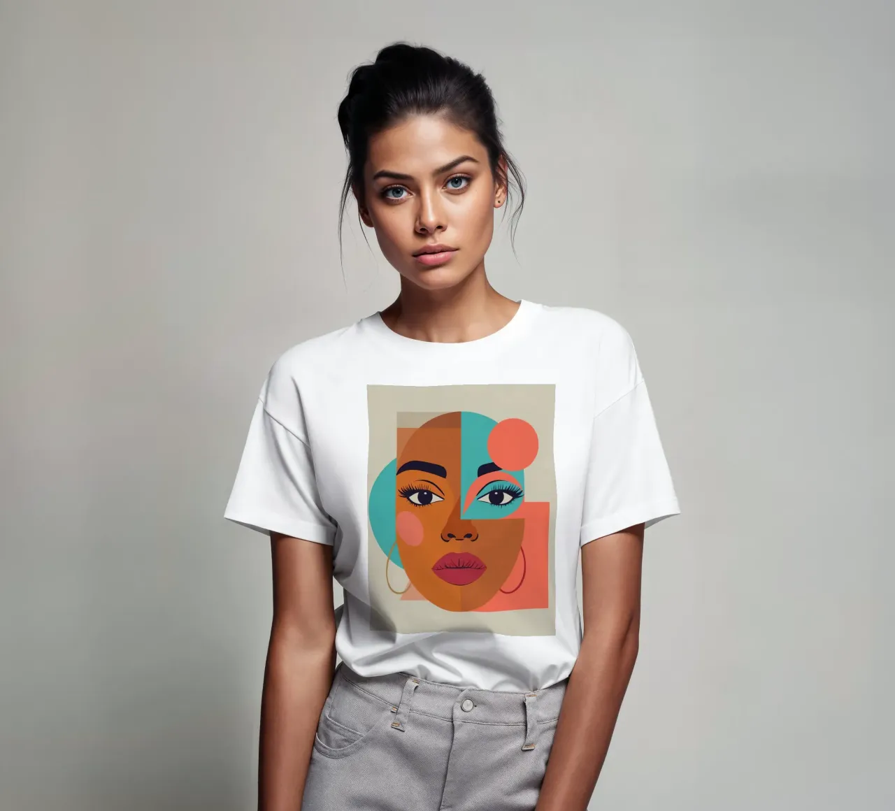 Ritratto astratto di donna con forme geometriche e caldo t-shirt da DesignDoodle