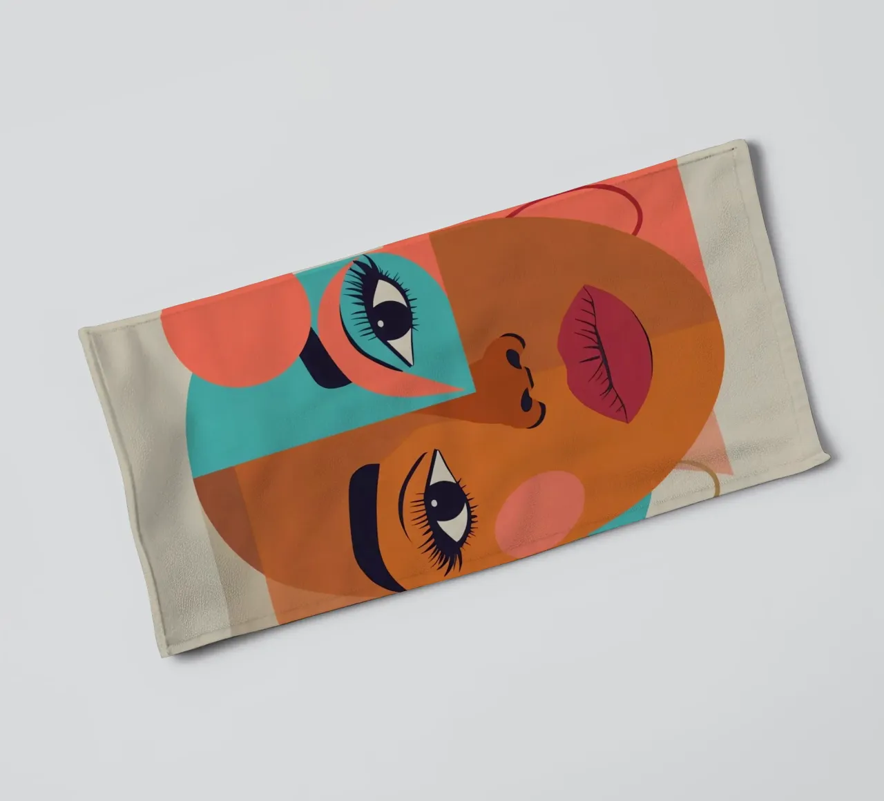 Ritratto astratto di donna con forme geometriche e caldo asciugamano da bagno da DesignDoodle