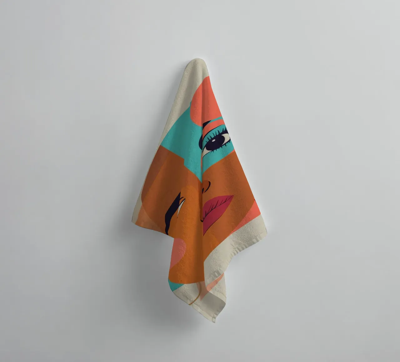 Ritratto astratto di donna con forme geometriche e caldo asciugamano da bagno da DesignDoodle