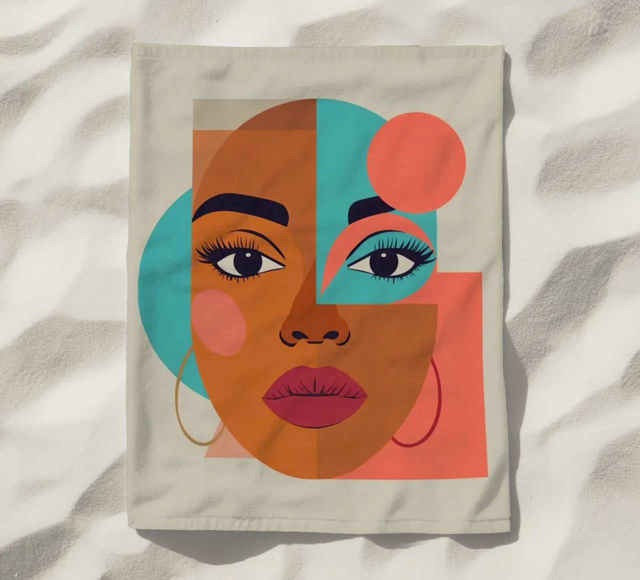 Ritratto astratto di donna con forme geometriche e caldo telo mare da DesignDoodle