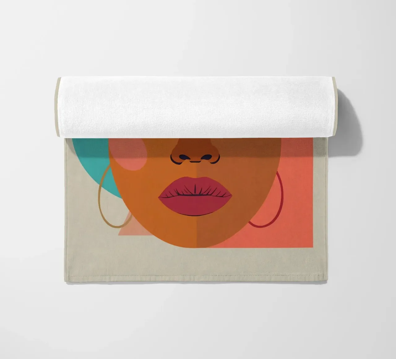 Ritratto astratto di donna con forme geometriche e caldo telo mare da DesignDoodle