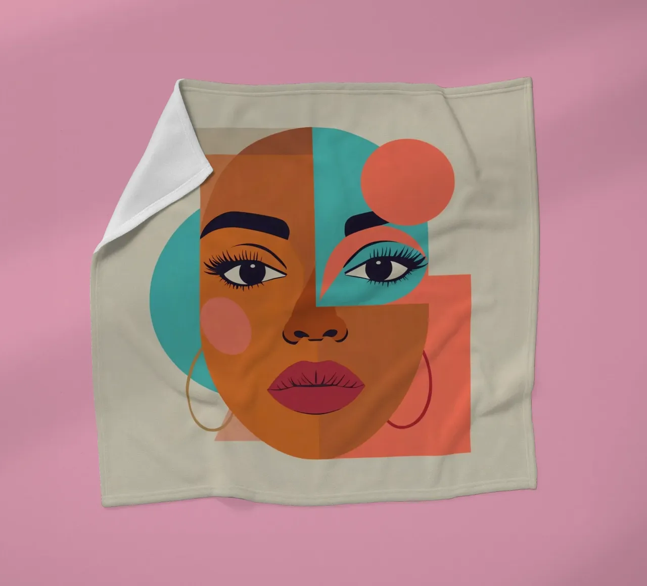 Ritratto astratto di donna con forme geometriche e caldo coperta in pile da DesignDoodle