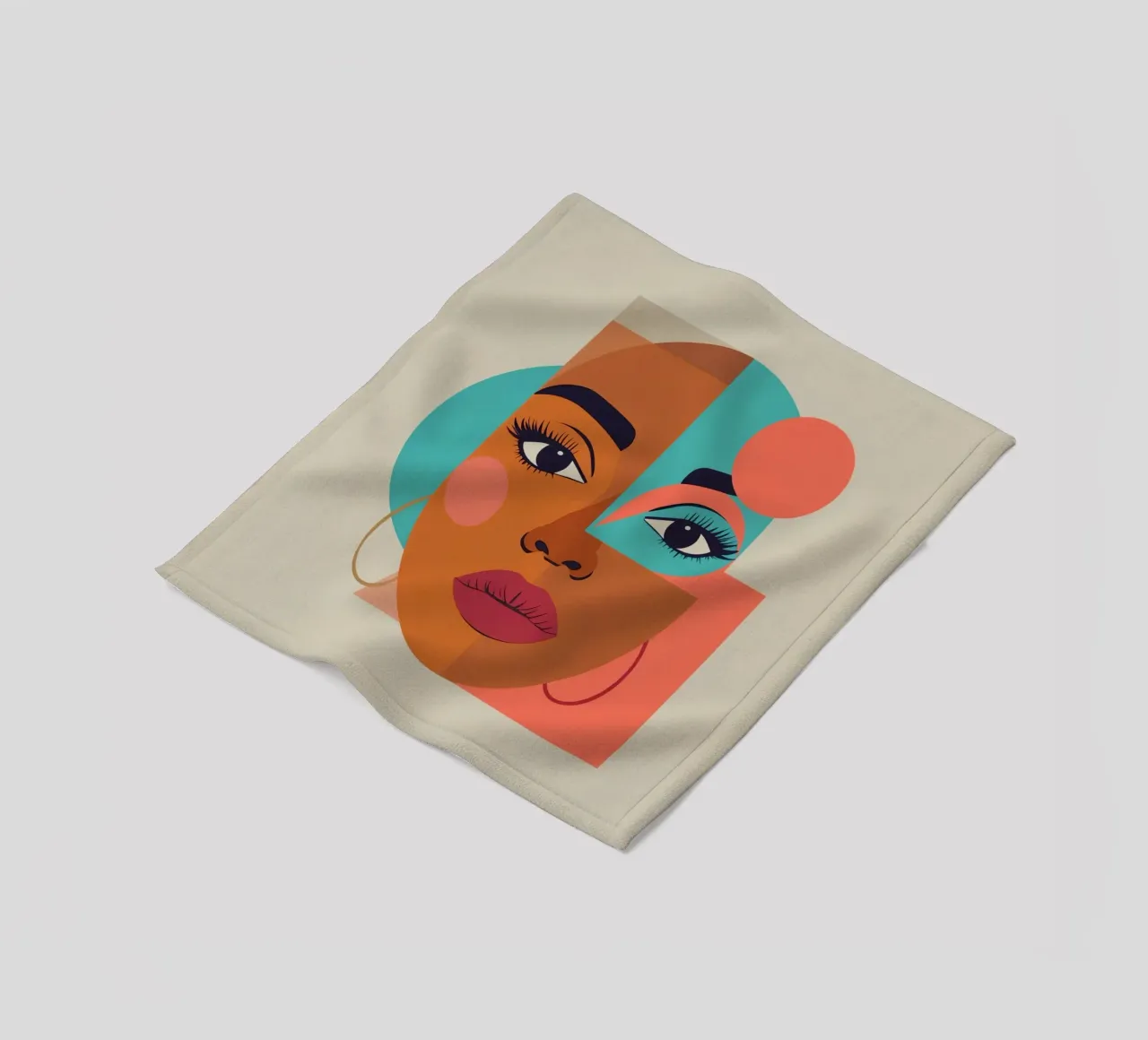 Ritratto astratto di donna con forme geometriche e caldo coperta in pile da DesignDoodle