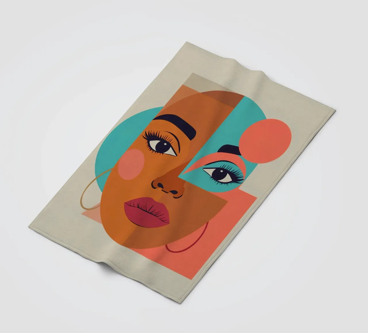 Ritratto astratto di donna con forme geometriche e caldo coperta in pile da DesignDoodle