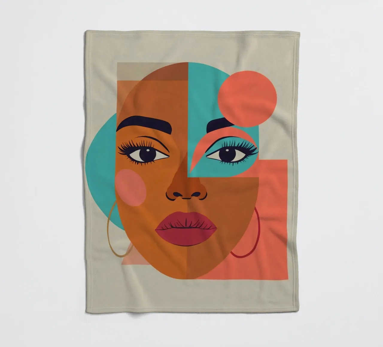 Ritratto astratto di donna con forme geometriche e caldo coperta in pile da DesignDoodle