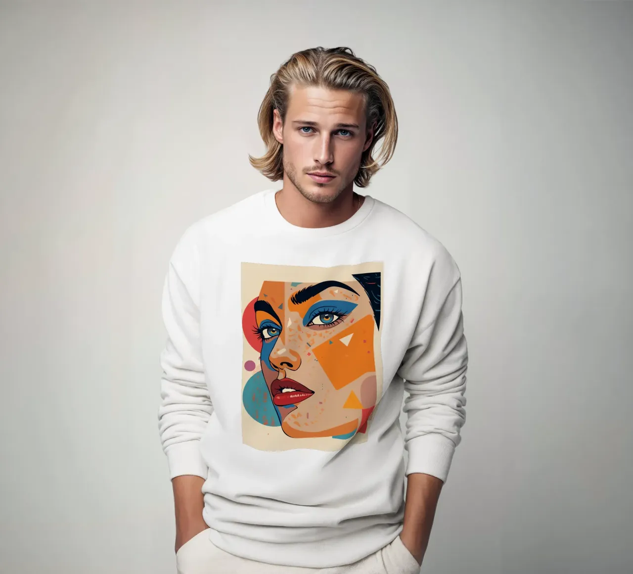 Ritratto astratto con forme geometriche e colori vivaci felpa da DesignDoodle
