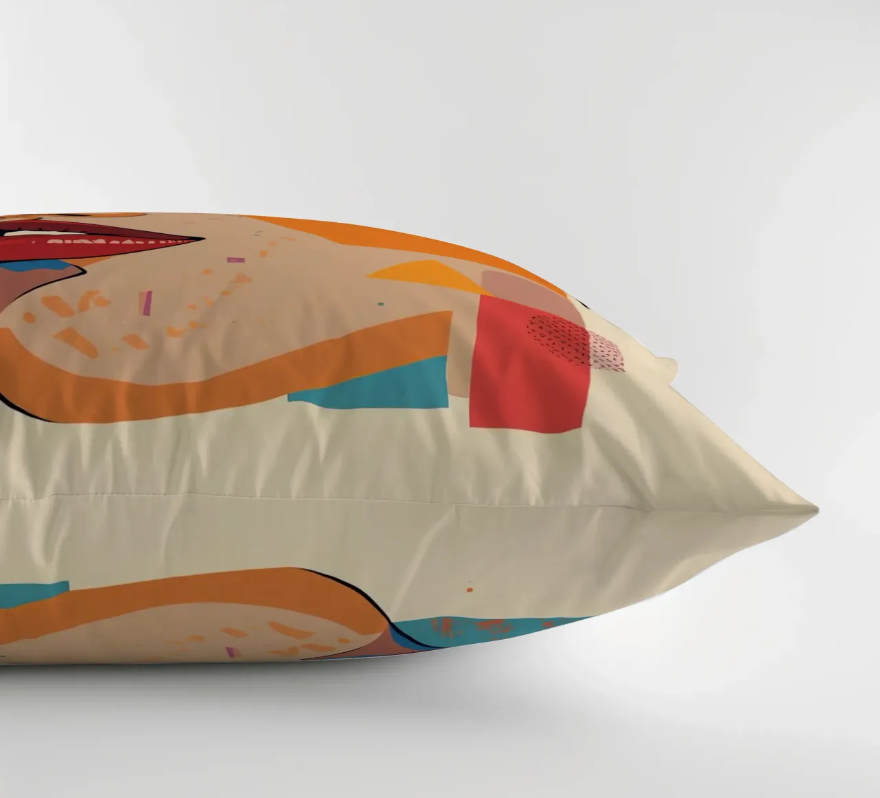 Ritratto astratto con forme geometriche e colori vivaci cuscino da DesignDoodle