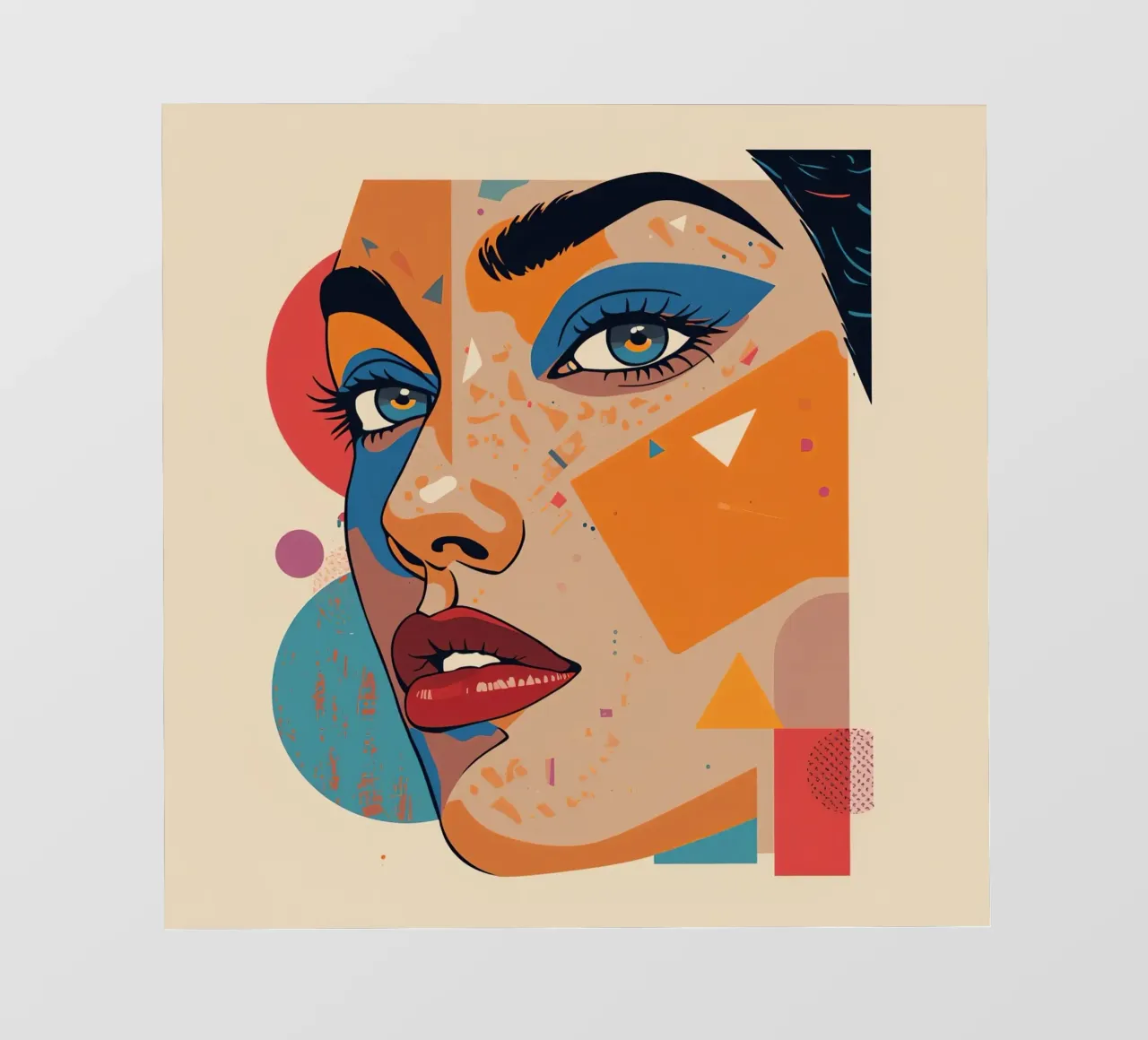 Ritratto astratto con forme geometriche e colori vivaci pellicola backlit da DesignDoodle