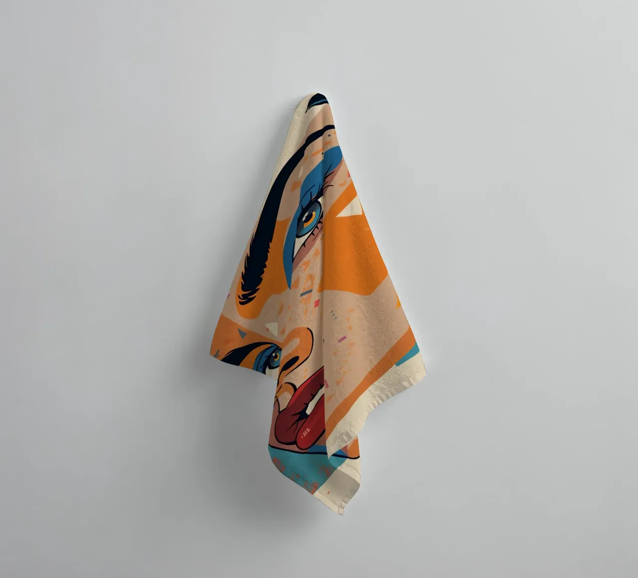 Abstract Portrait with Geometric Shapes and Bright Colors towel by DesignDoodle