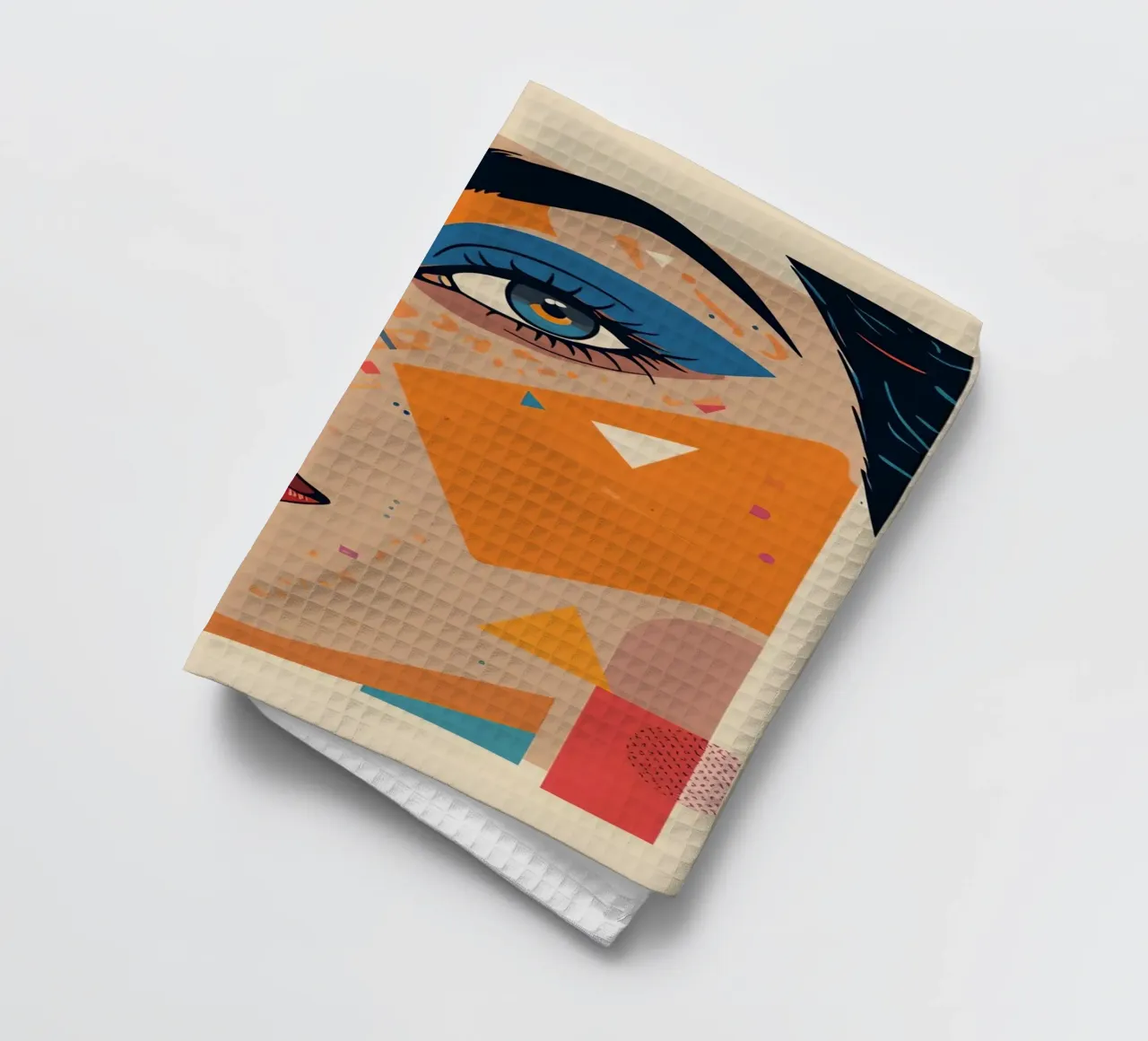 Ritratto astratto con forme geometriche e colori vivaci canovaccio da cucina da DesignDoodle
