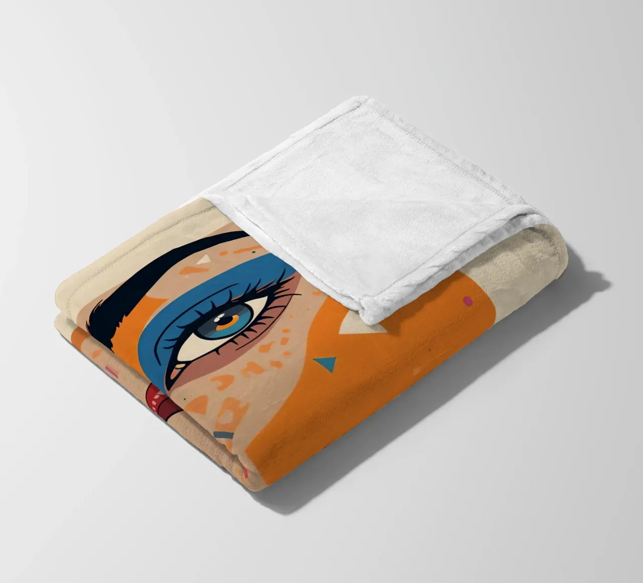 Ritratto astratto con forme geometriche e colori vivaci coperta in pile da DesignDoodle