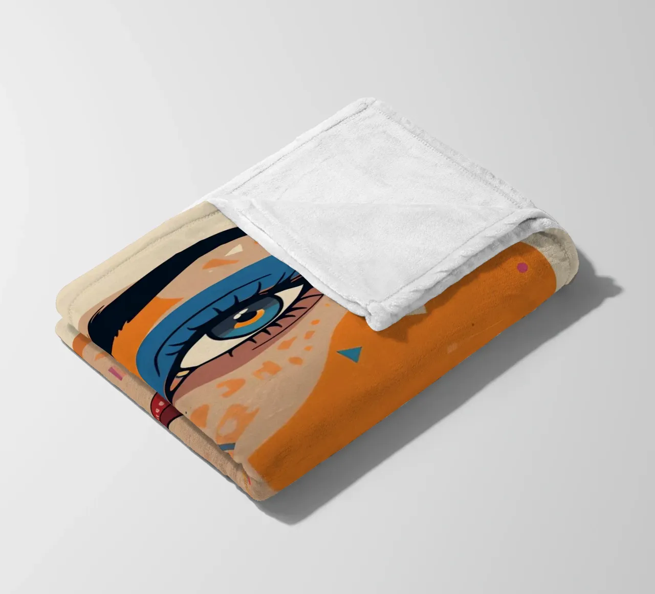 Ritratto astratto con forme geometriche e colori vivaci coperta in pile da DesignDoodle