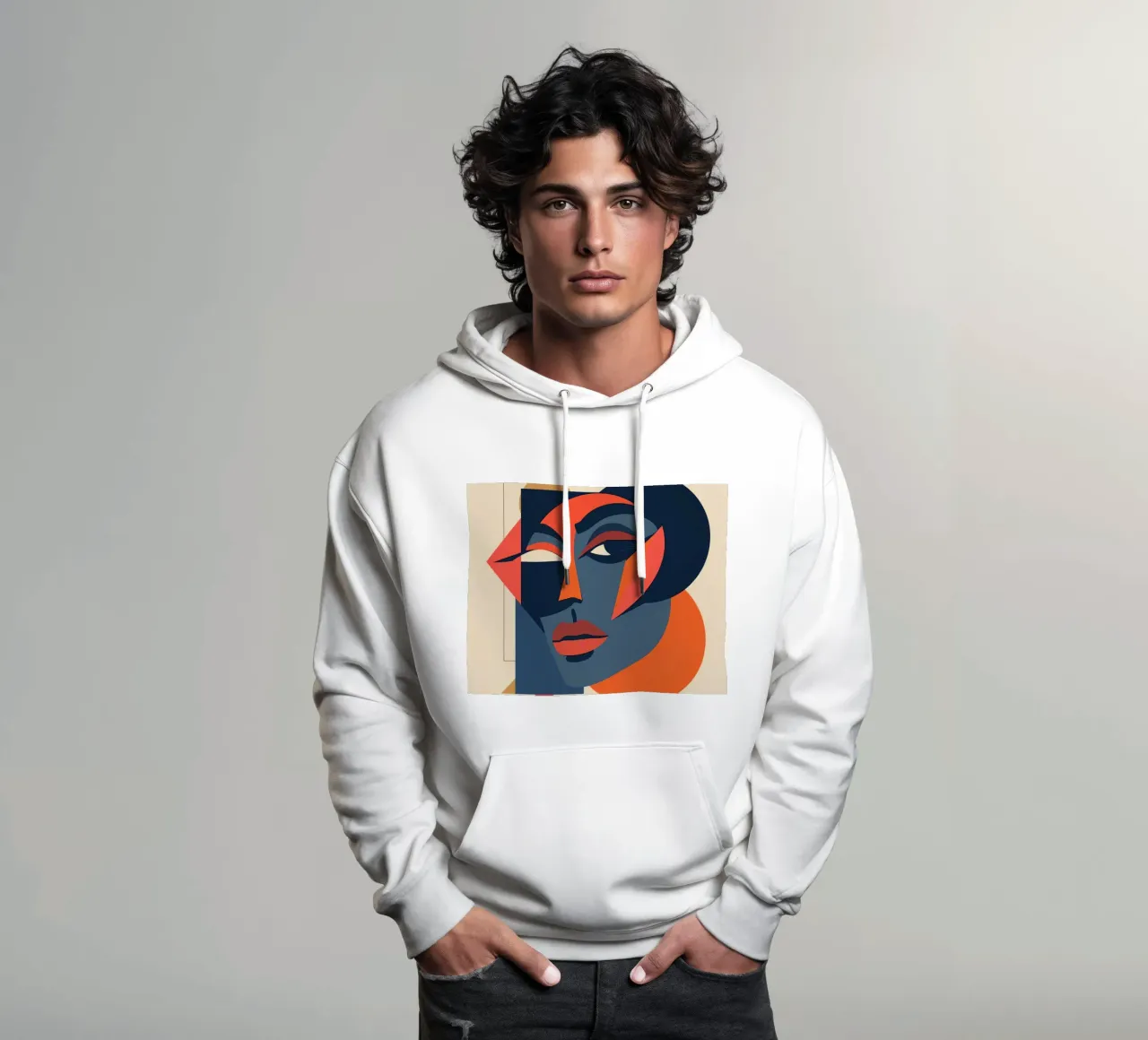Ritratto astratto con forme geometriche, Arte moderna felpa con cappuccio da DesignDoodle