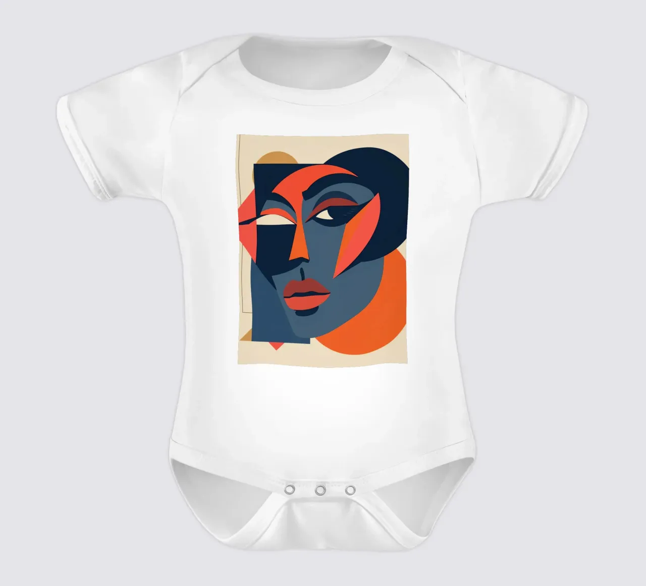 Abstraktes Porträt mit geometrischen Formen, Moderne Kunst Kurzarm Babybody von DesignDoodle