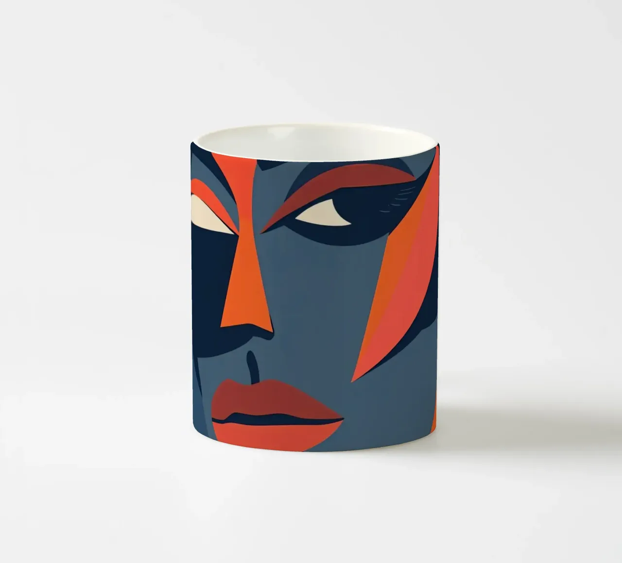 Ritratto astratto con forme geometriche, Arte moderna tazza in ceramica da DesignDoodle