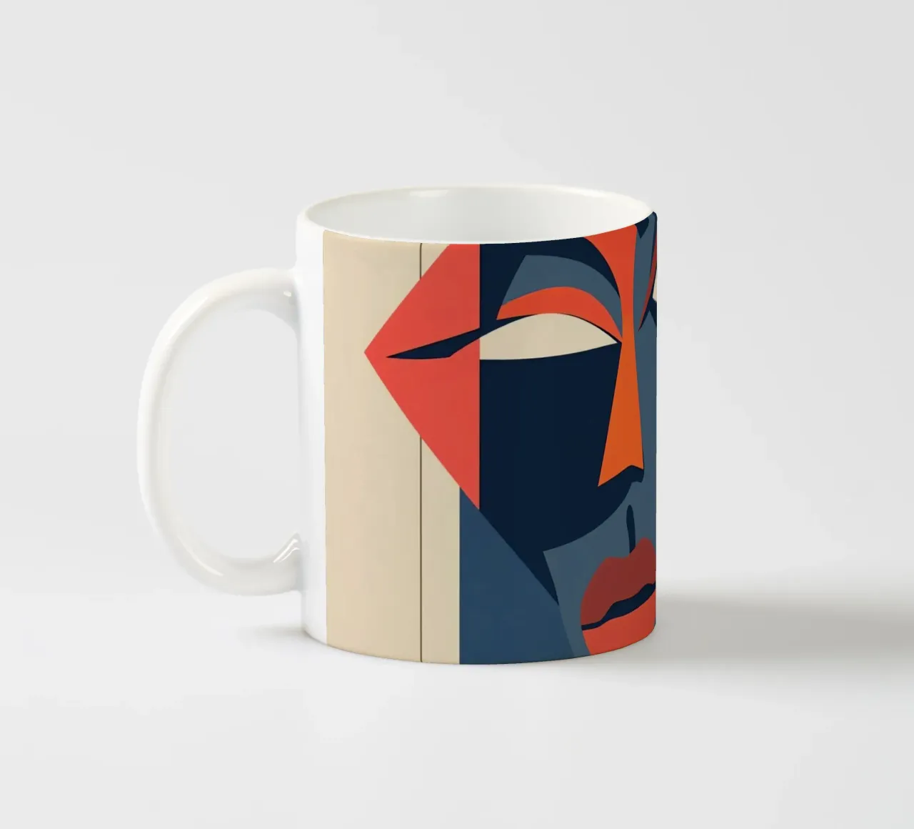 Ritratto astratto con forme geometriche, Arte moderna tazza in ceramica da DesignDoodle