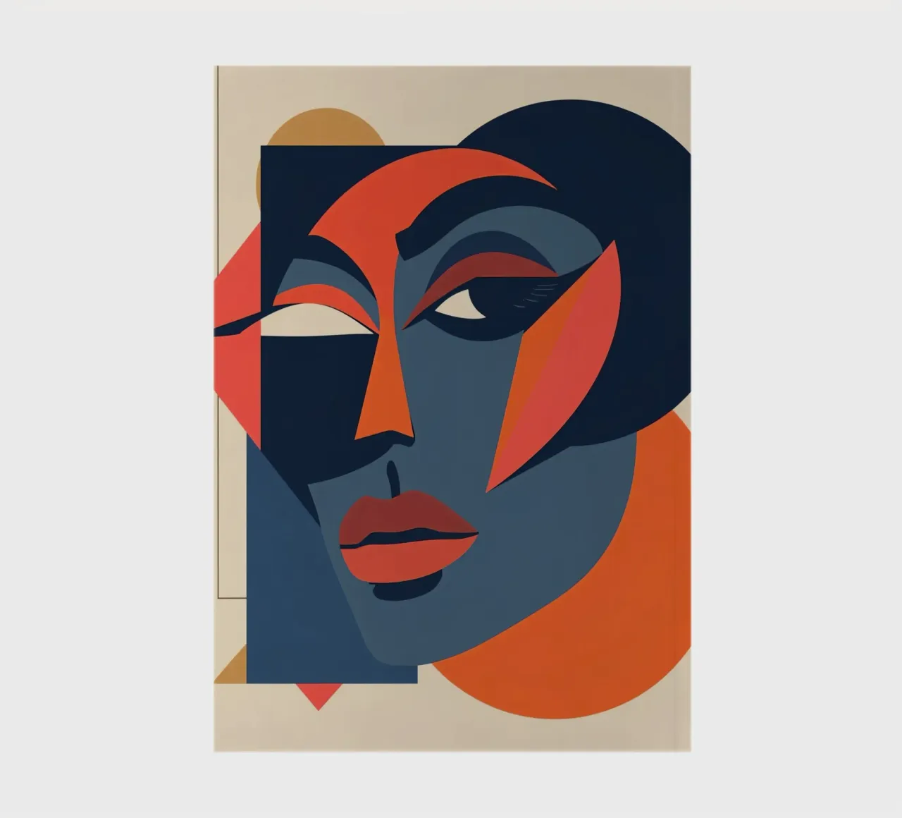 Abstract Portrait with Geometric Shapes, Modern Art notebook by DesignDoodle