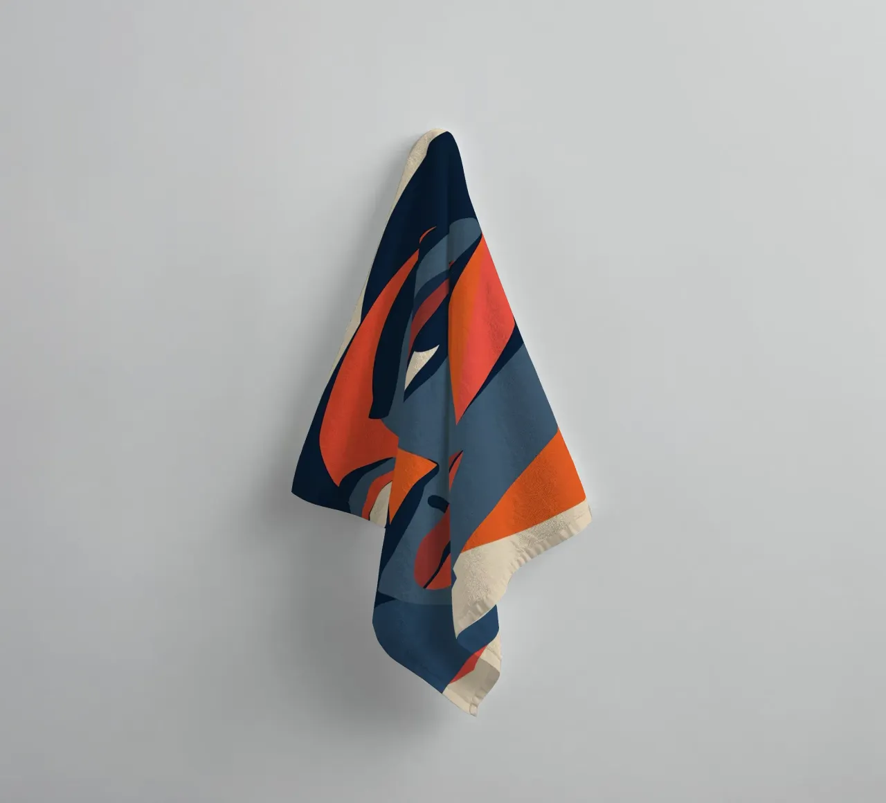 Abstract Portrait with Geometric Shapes, Modern Art towel by DesignDoodle