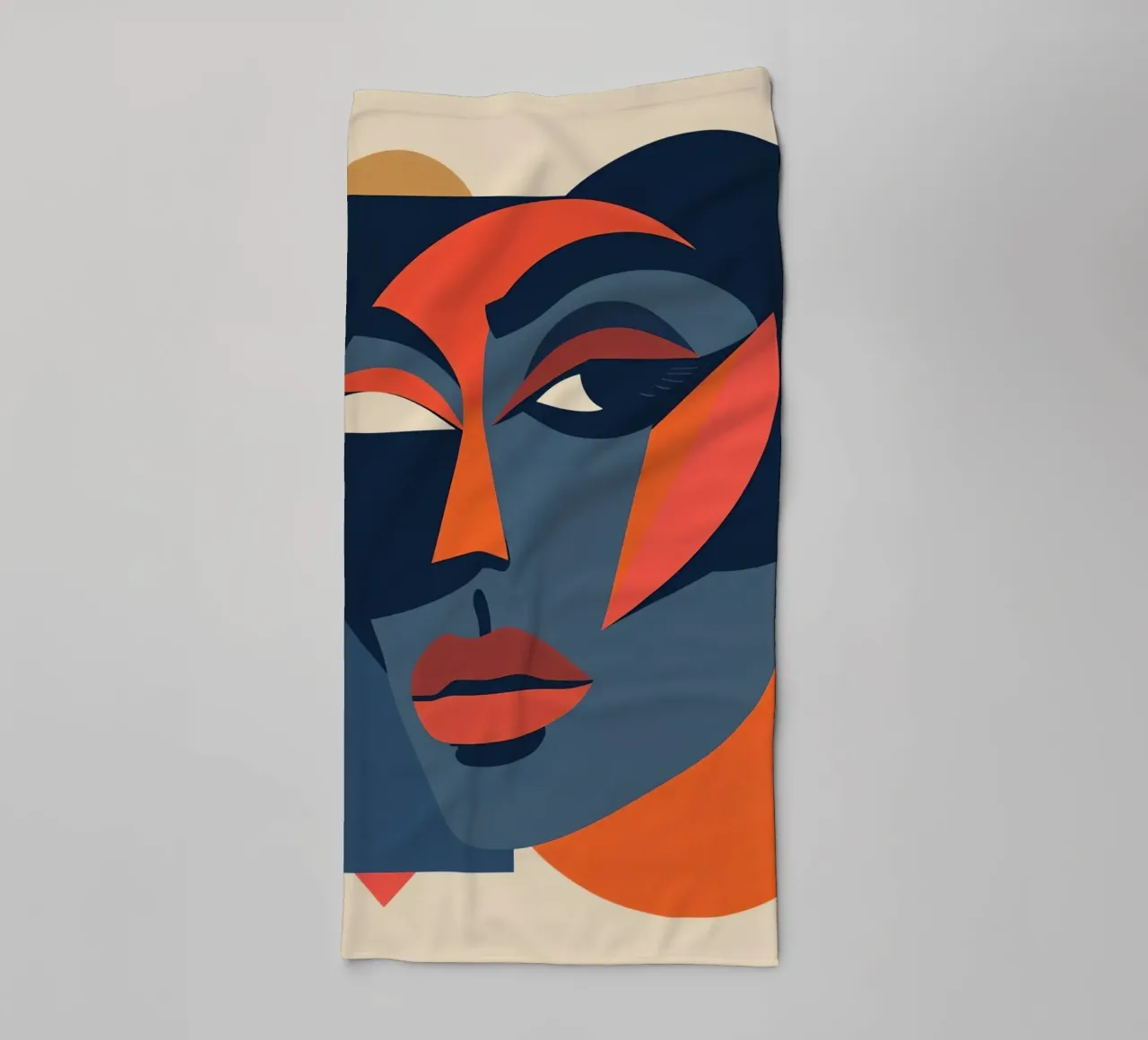 Abstract Portrait with Geometric Shapes, Modern Art towel by DesignDoodle