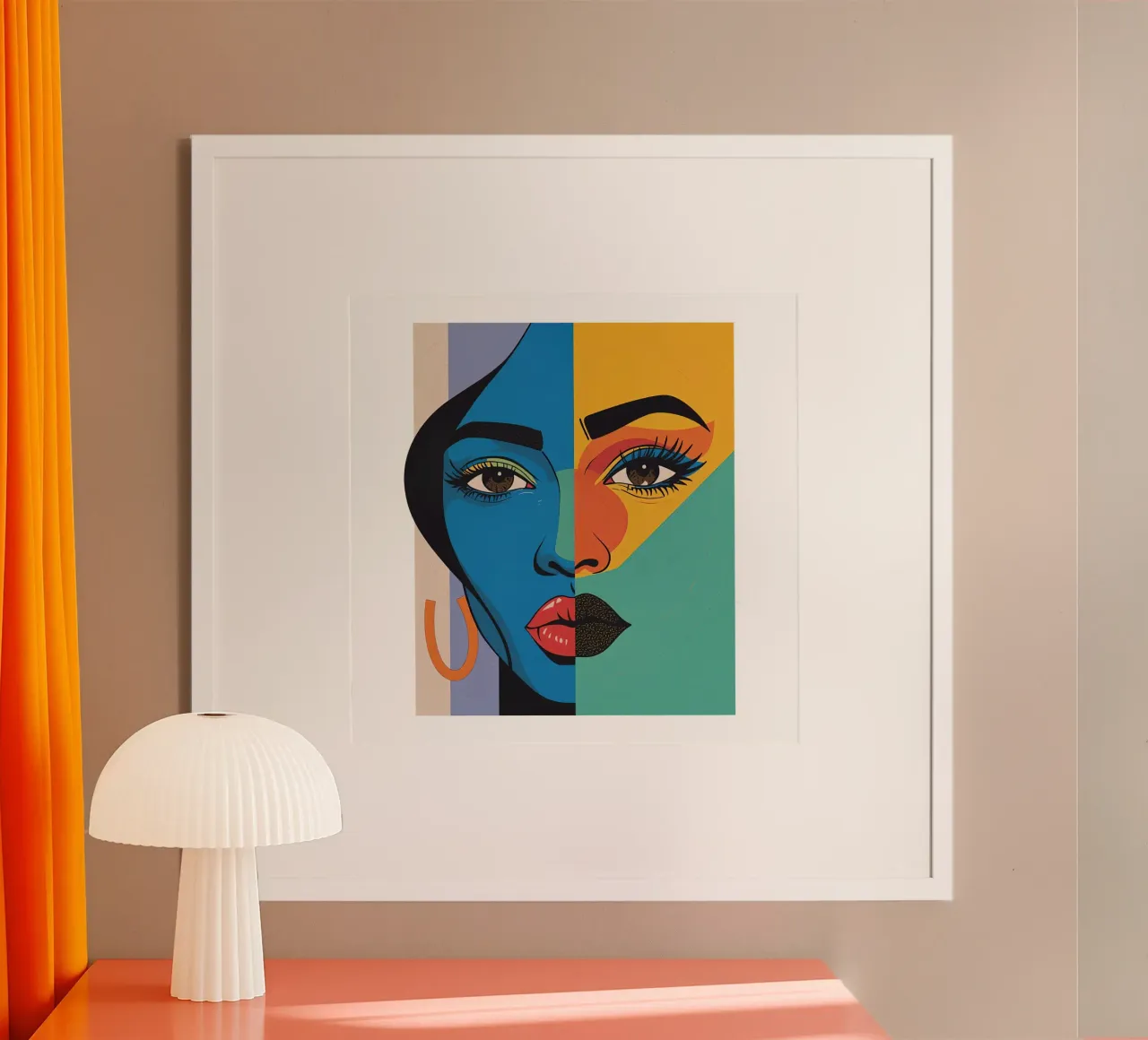 Ritratto astratto Volto di donna diviso a colori poster da DesignDoodle