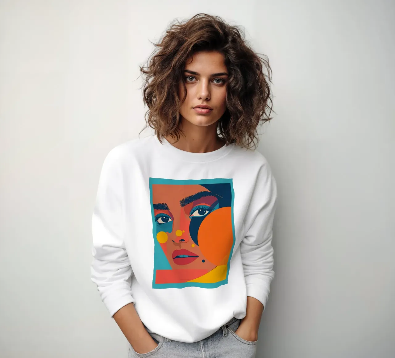 Ritratto astratto di donna con forme geometriche e colore piatto felpa da DesignDoodle
