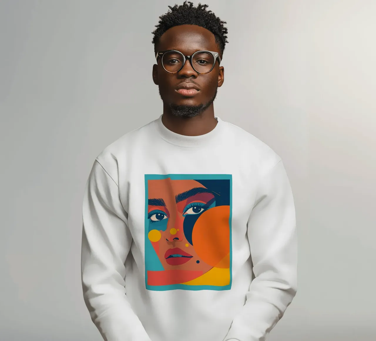 Ritratto astratto di donna con forme geometriche e colore piatto felpa da DesignDoodle