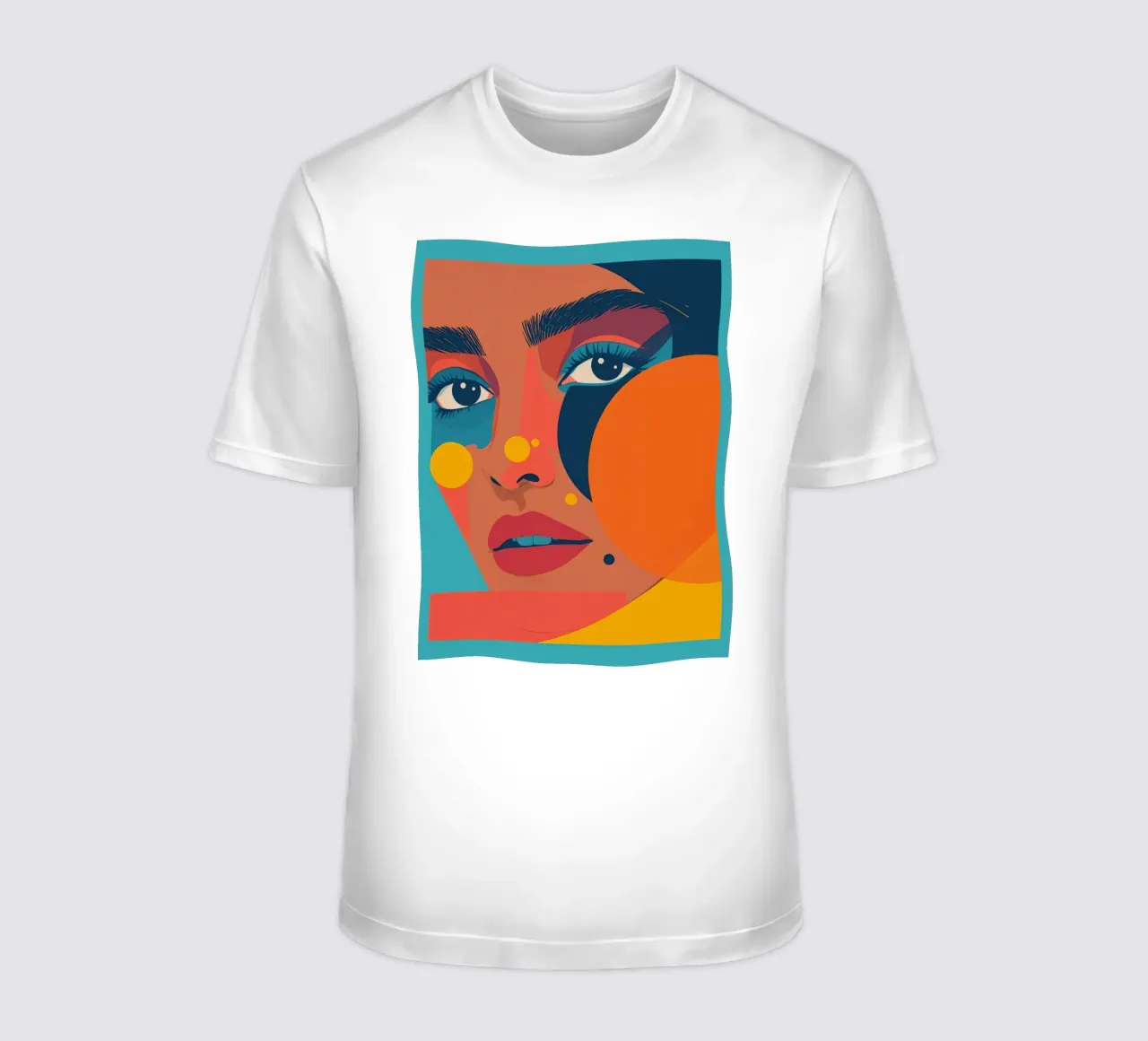 Ritratto astratto di donna con forme geometriche e colore piatto t-shirt da DesignDoodle