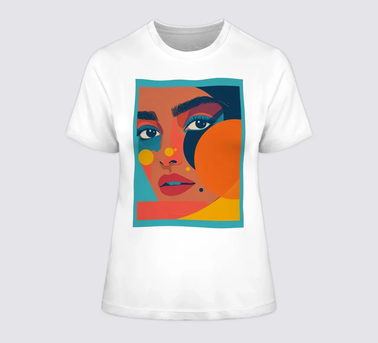 Ritratto astratto di donna con forme geometriche e colore piatto t-shirt da donna da DesignDoodle