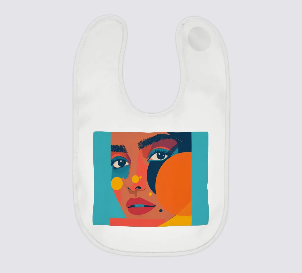 Ritratto astratto di donna con forme geometriche e colore piatto bavaglino da DesignDoodle