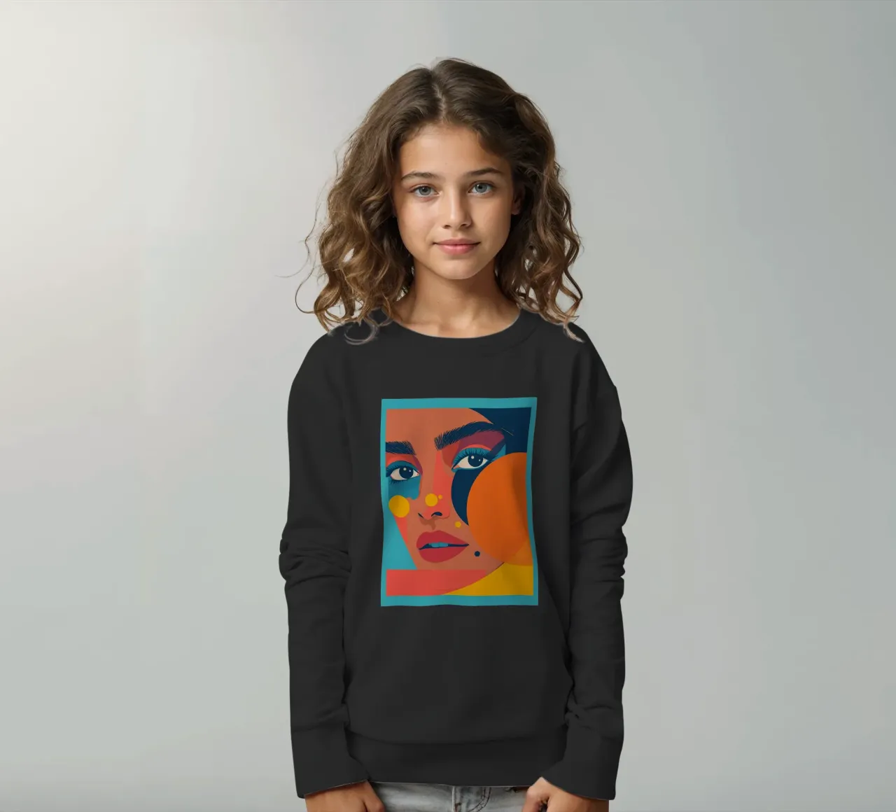 Ritratto astratto di donna con forme geometriche e colore piatto felpa bambino da DesignDoodle