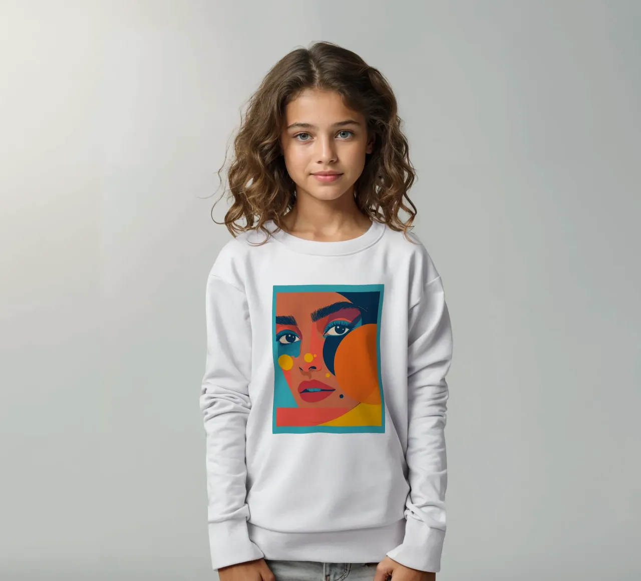 Ritratto astratto di donna con forme geometriche e colore piatto felpa bambino da DesignDoodle