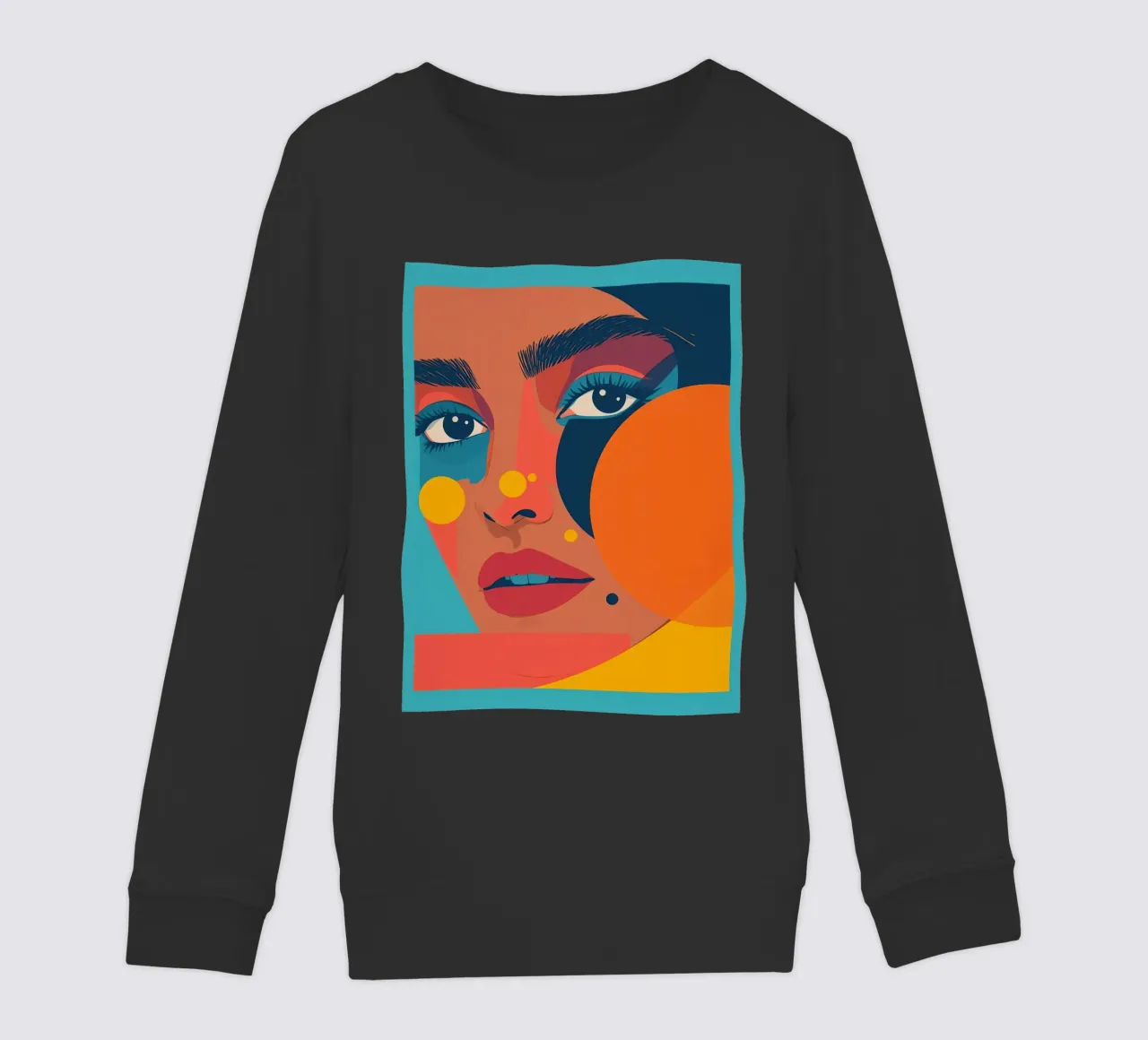 Ritratto astratto di donna con forme geometriche e colore piatto felpa bambino da DesignDoodle