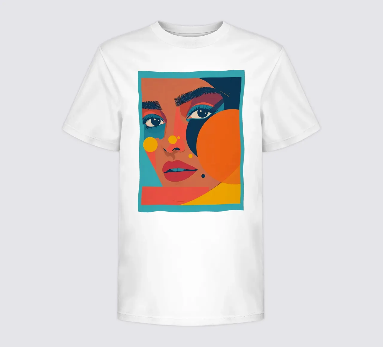 Ritratto astratto di donna con forme geometriche e colore piatto t-shirt bambini da DesignDoodle
