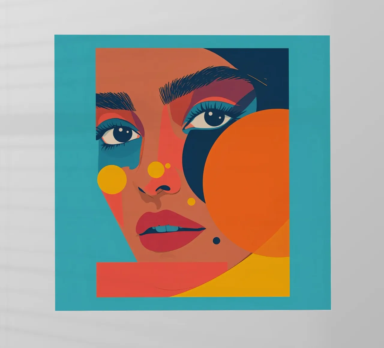 Ritratto astratto di donna con forme geometriche e colore piatto pellicola backlit da DesignDoodle