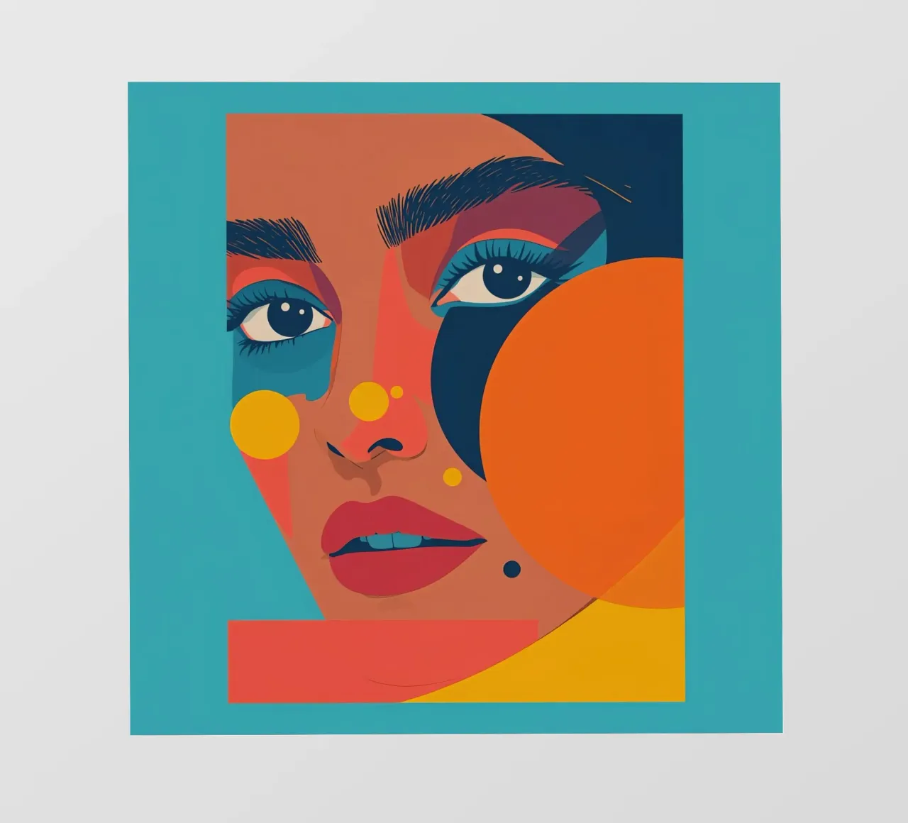 Ritratto astratto di donna con forme geometriche e colore piatto telo in pvc da DesignDoodle