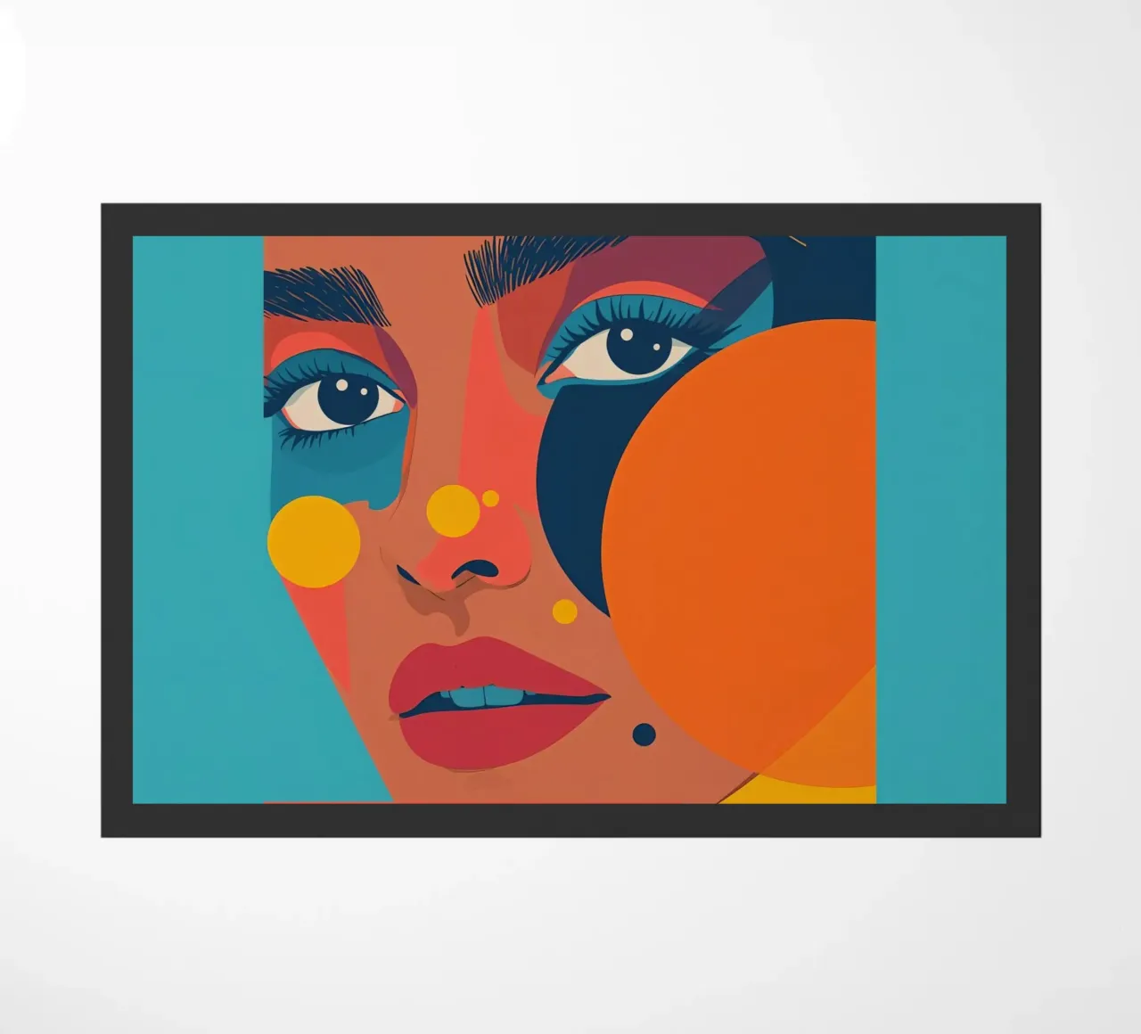 Ritratto astratto di donna con forme geometriche e colore piatto zerbino da DesignDoodle