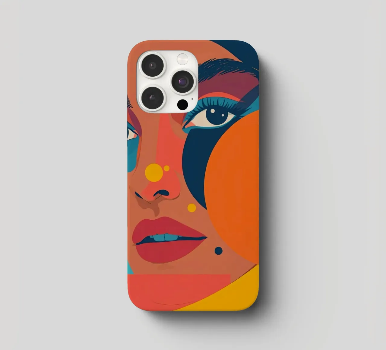 Ritratto astratto di donna con forme geometriche e colore piatto cover iphone da DesignDoodle