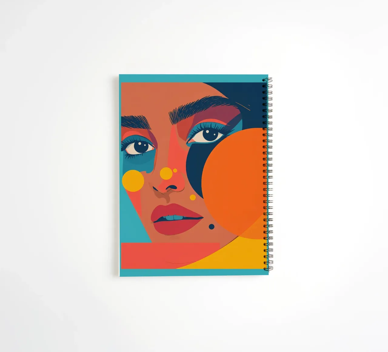 Ritratto astratto di donna con forme geometriche e colore piatto diario ad anelli da DesignDoodle