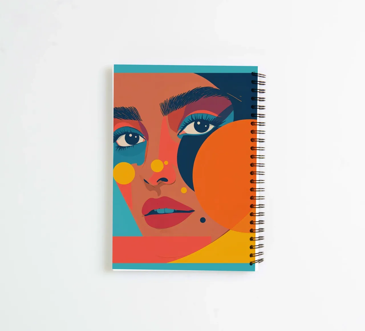 Ritratto astratto di donna con forme geometriche e colore piatto diario ad anelli da DesignDoodle
