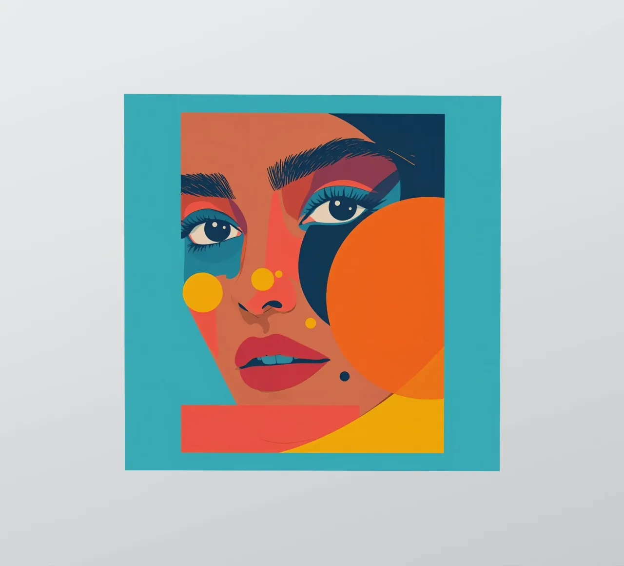 Ritratto astratto di donna con forme geometriche e colore piatto adesivo da DesignDoodle