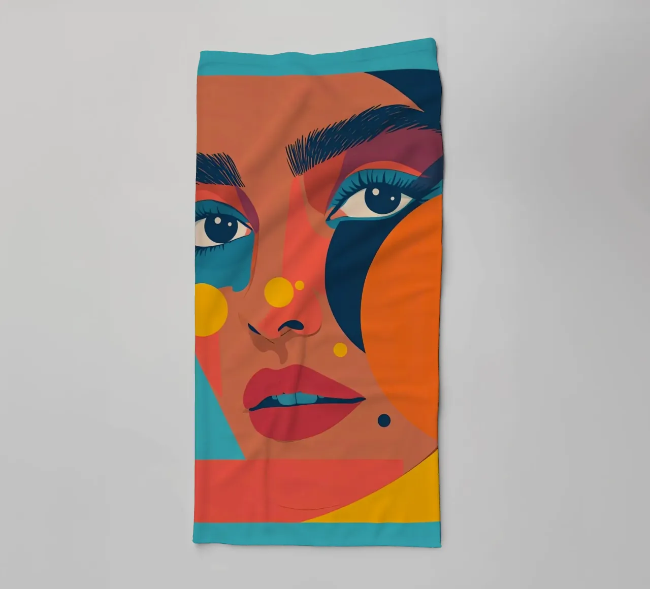 Ritratto astratto di donna con forme geometriche e colore piatto asciugamano da bagno da DesignDoodle